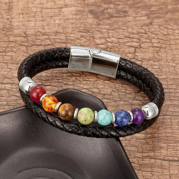 Bracelet bien-être 7 chakras, design masculin