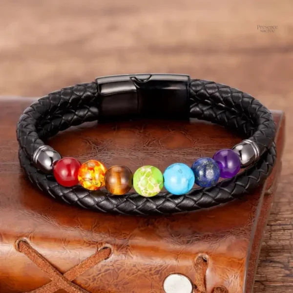 Bracelet ajustable 7 chakras masculin