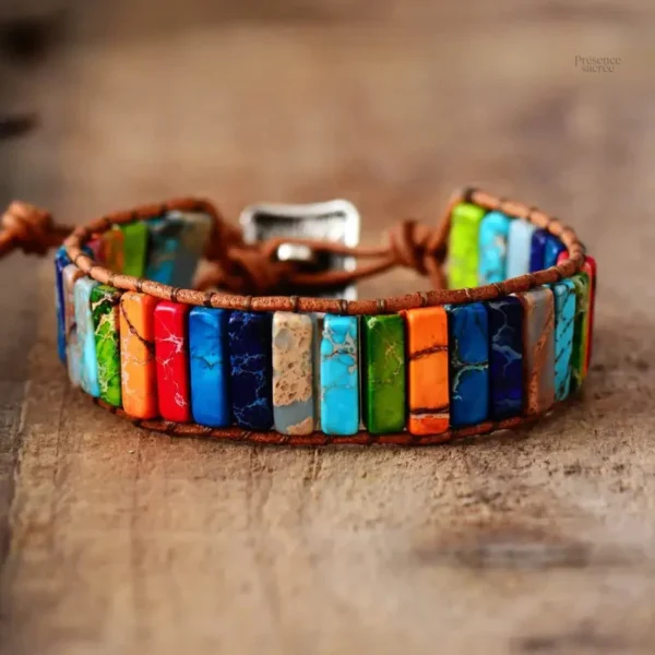Bracelet Jaspe aux 7 Chakras, outil pour la méditation et la sérénité