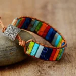 Bracelet spirituel 7 Chakras en Jaspe, favorise l'équilibre énergétique