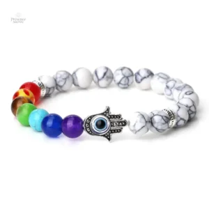 Bracelet 7 chakra main Hamsa en pierre naturelle