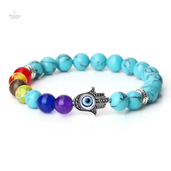 Bracelet 7 chakras main Hamsa pour le bien-être