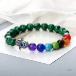 Bracelet 7 chakra main Hamsa en pierre naturelle - vue 2