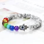 Bracelet 7 chakra main Hamsa en pierre naturelle - vue 3