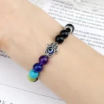 Bracelet 7 chakra main Hamsa en pierre naturelle - vue 5