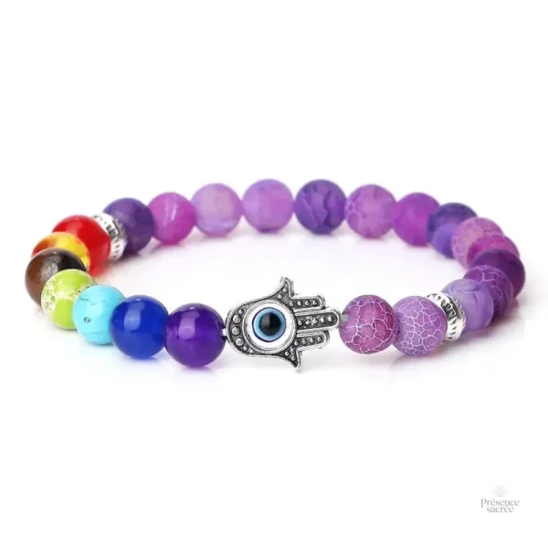 Bracelet 7 chakra main Hamsa en pierre naturelle - vue 6