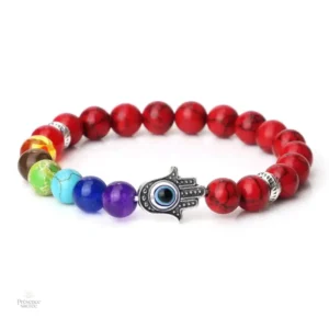 Bijou spirituel Hamsa avec pierres des chakras