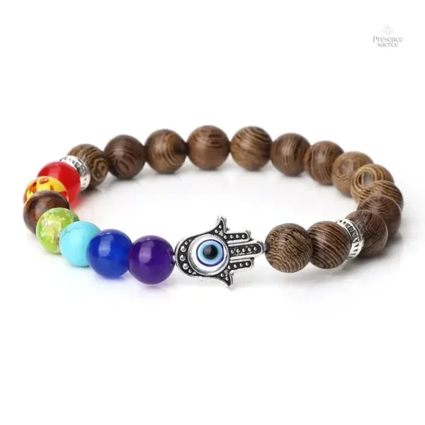 Bracelet de protection Hamsa aux couleurs des chakras