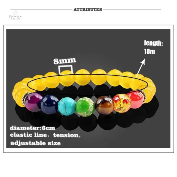 Bracelet 7 Chakras avec symboles d'équilibre