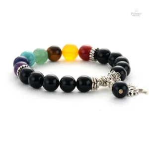 Bracelet 7 chakras avec arbre de vie en perles colorées