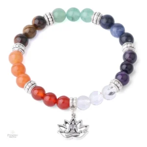Bracelet 7 Chakras avec motif de lotus