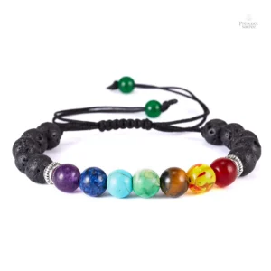 Bracelet 7 chakras en pierre de lave
