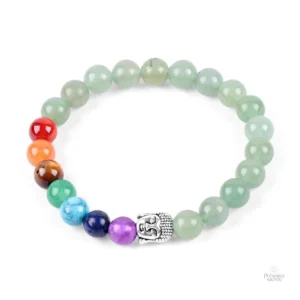 Bracelet de méditation 7 chakras et symbole de Bouddha