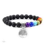 Bracelet chakra en pierre naturelle et breloque arbre