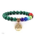 Bracelet tendance 7 chakras avec breloque en métal
