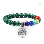 Bracelet zen 7 chakras arborant un arbre de vie