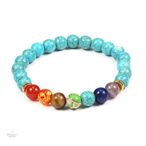 Bracelet en pierres véritables représentant les 7 chakras énergétiques