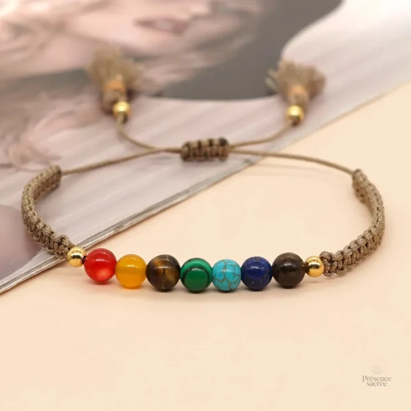Bracelet tressé représentant les 7 chakras