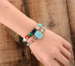 Bracelet 7 chakras avec perles naturelles et design bohème