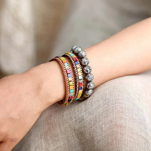 Bracelet en pierres carrées, idéal pour la méditation