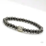 Bracelet Bouddha en argent avec perles d'hématite