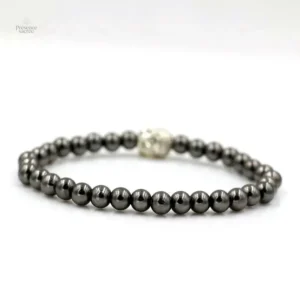 Accessoire Bouddha en perles hématite et métal argenté