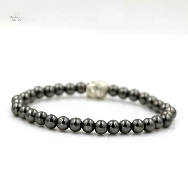Accessoire Bouddha en perles hématite et métal argenté