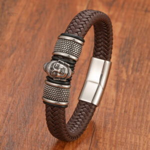 Bracelet Bouddha avec perles en cuir
