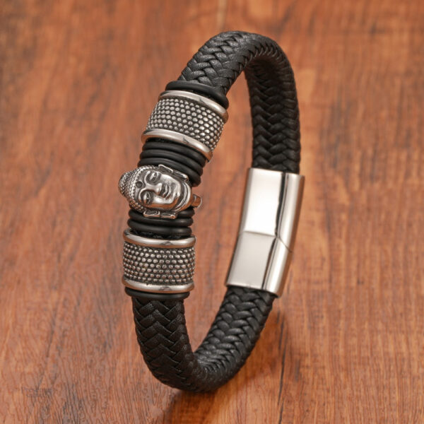 Bracelet spirituel Bouddha en cuir