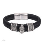 Bracelet en cuir avec symbole bouddhiste