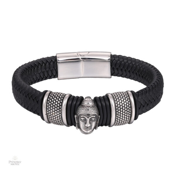 Bracelet en cuir avec symbole bouddhiste