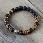 Bracelet Bouddha en Oeil de Tigre et Pierre de Lave