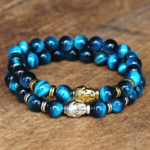 Accessoire Bouddha en perles et œil de tigre