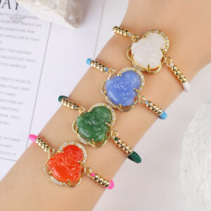 Bracelet Bouddha élégant en zircon scintillant