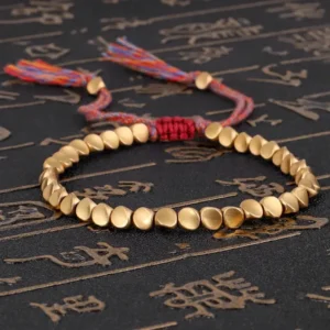 Bracelet bouddhiste en or, symbole de paix intérieure