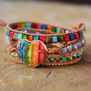 Bracelet Chakra Coeur en perles colorées
