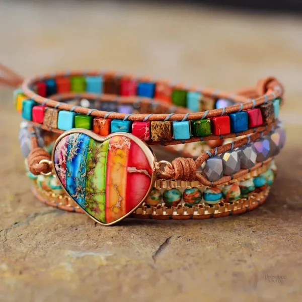 Bracelet Chakra Coeur en perles colorées