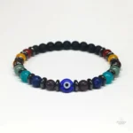 Bracelet 7 chakras avec hématite, favorise l'harmonie intérieure
