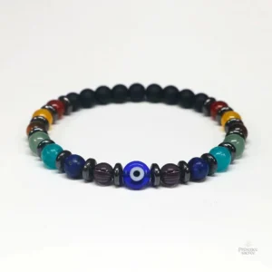 Bracelet 7 chakras avec hématite, favorise l'harmonie intérieure