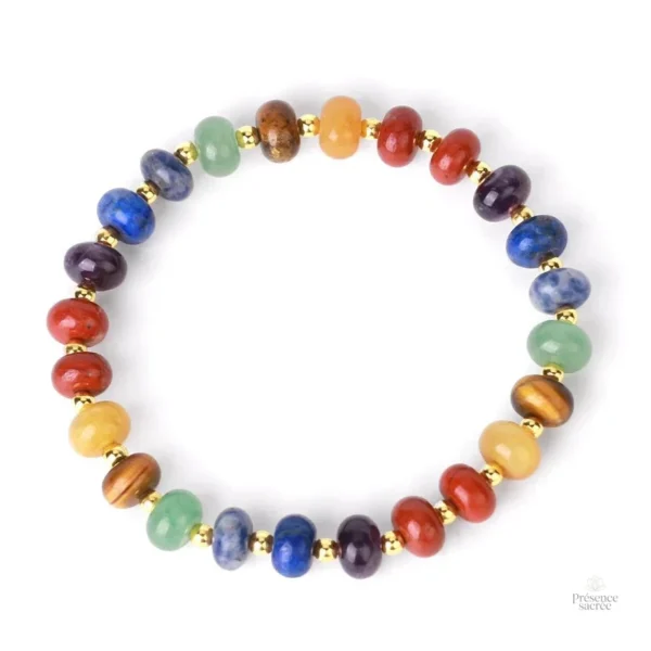 Bracelet naturel 7 chakras en perles colorées