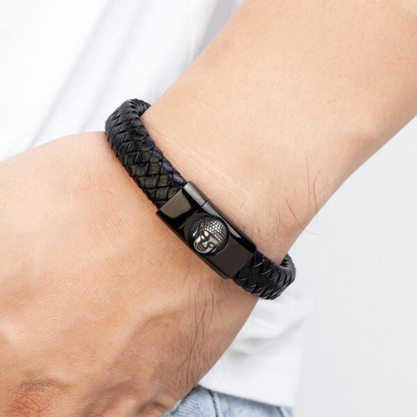 Bracelet en cuir avec motif tête de bouddha