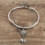 Bracelet de cheville avec motif éléphant, décoration élégante