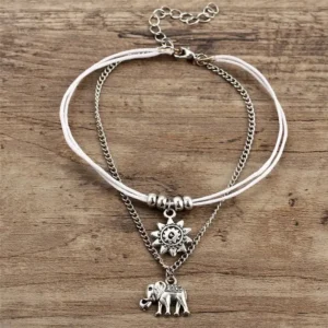Bracelet de cheville avec motif éléphant, décoration élégante