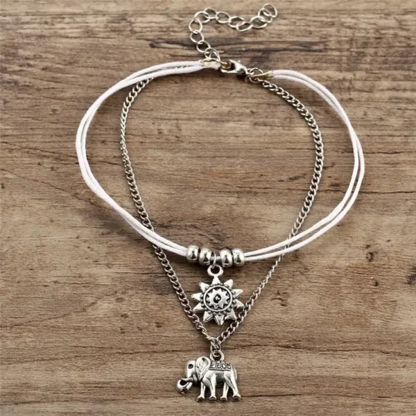 Bracelet de cheville avec motif éléphant, décoration élégante