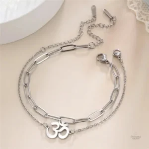 Bracelet de cheville en métal avec motif Ohm