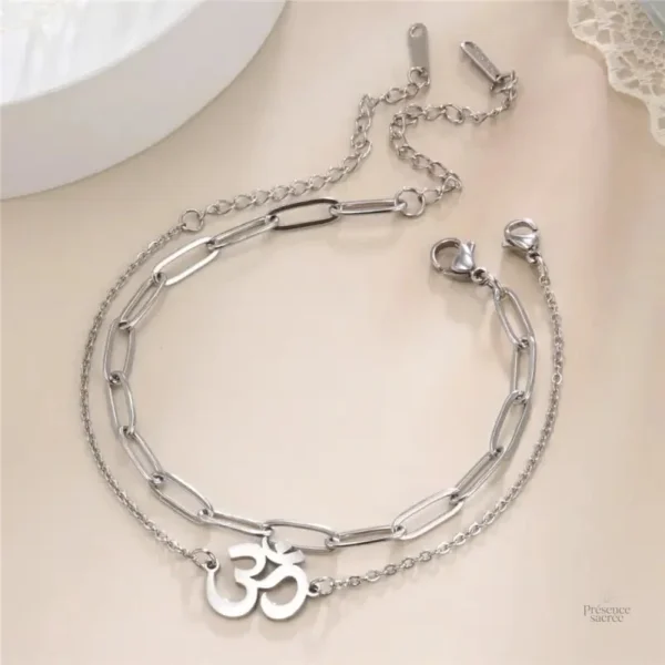 Bracelet de cheville en métal avec motif Ohm