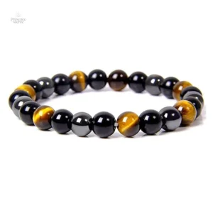Bracelet en perles, œil de tigre et hématite, énergie positive