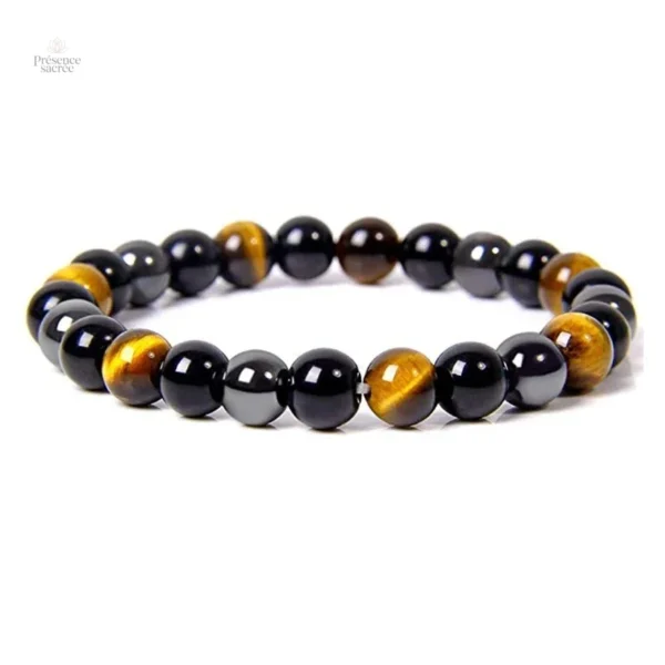 Bracelet en perles, œil de tigre et hématite, énergie positive