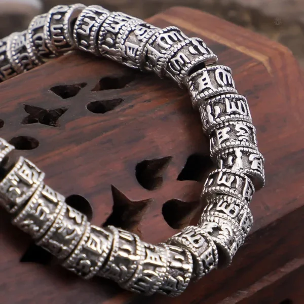 Bracelet Tibétain en cuivre blanc, motif Om