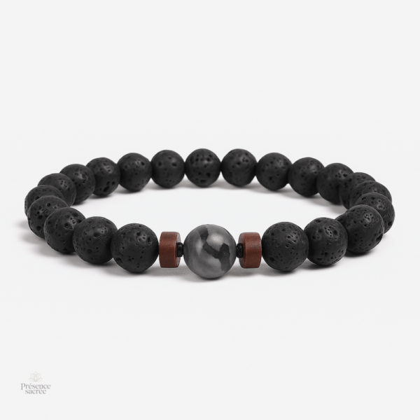 Bracelet en pierre de Lave, accessoire bouddhiste